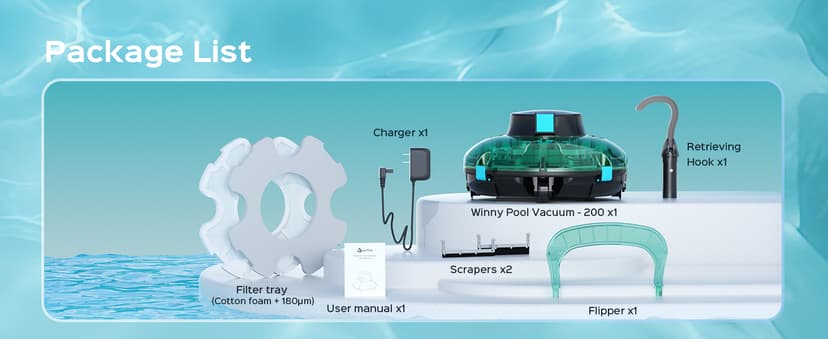 (2026 Upgrade) Cordless Robotic Pool Cleaner, Lasts 80 Min, Automatic Vacuum for Above-Ground Pools up to 650 Sq.ft, Portable, Self-Parking, Transparent Green