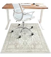 36"x48" Office Chair Mat for Hardwood Tile Floor, Under Desk Carpet Protector for Rolling Computer Chair Mat, Machine Washable Area Rug, Anti-Slip 1/5" Thick Low Pile Thin Vinyl Floor Mat, Taupe