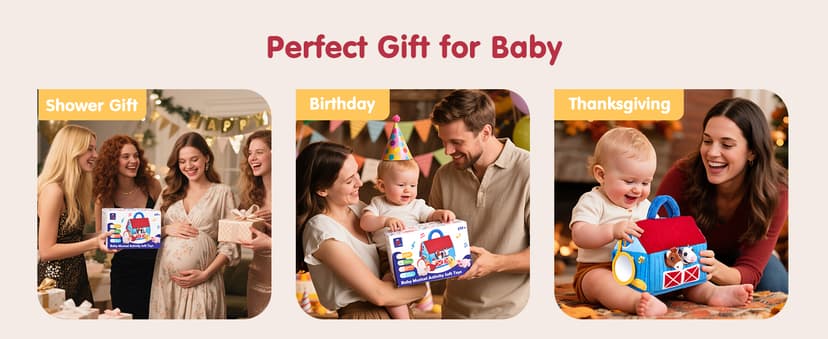 6PCS Farm Toys Montessori Toys for 6 Month Old Baby Gifts Toddlers Christmas Stocking Stuffers 1 Year Old Boy Girl Gifts hahaland Baby Toys 6-12 Months, Surprise Barn Farm Animals with Sounds Word B0F2HRNW75