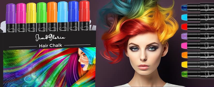 Jim&Gloria Dustless Hair Chalk Gifts for Girls Makeup Kit, Gift for Teen Girl Trendy Stuff, Kids, Teenage Tweens Teenager Temporary and Washable Color Dye Markers Age 7 8 9 10 11 12 13 14 Year Old Toy