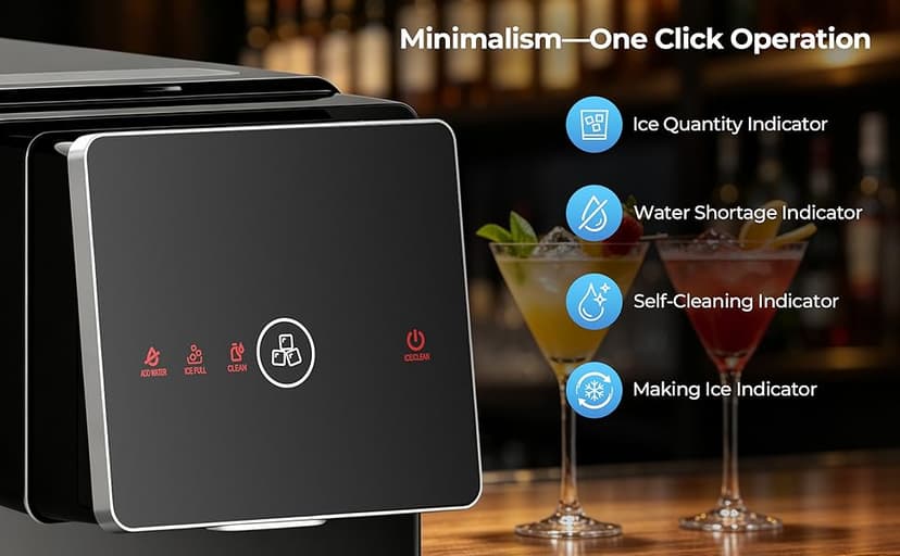 Antarctic Star Nugget Ice Maker Countertop, 33 Lbs/24H, Automatic Ice Dispenser, Self-Cleaning Portable Ice Machine, 1.8L Water Tank, Touch Screen & Auto Ice Drop, for Home/Office/Kitchen
