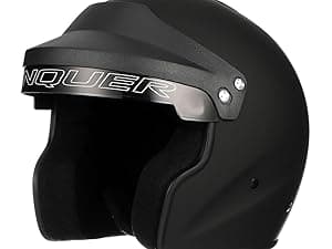Conquer Snell SA2025 Approved Open Face Auto Racing Race Car Helmet - Adult | Men | Women | Youth - ( Black / White / Silver )