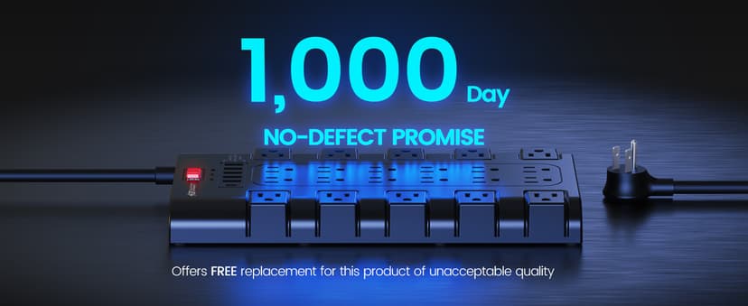 Power Strip, SUPERDANNY Surge Protector with 22 AC Outlets and 6 USB Charging Ports, 1875W/15A, 2100 Joules, 6.5Ft Flat Plug Heavy Duty Extension Cord for Home, Office, Dorm, Gaming Room, Black