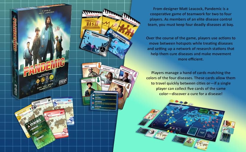 Pandemic Board Game - Cooperative Strategy for Adults & Families, Stop Global Disease Outbreaks, Adult Board Games, Teamwork & Strategy, Fun for Adults, 2-4 Players Ages 8+, 45-60 Minute Playtime