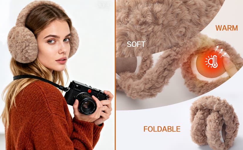Trifabricy EarMuffs for Women Winter Faux Fur Warm Earmuffs Cute Foldable Ear Covers Cold Weather Fluffy Ear Warmers