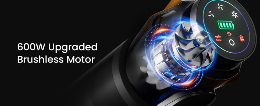 Cordless Vacuum Cleaner, Upgraded 600W 50KPA 70Mins Cordless Stick Vacuum Cleaner with Self-Standing and Touch Screen, Anti-tangle Wireless Vacumm, Vacuum Cleaners for Home/Pet Hair/Carpets/Floors