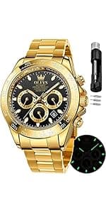 OLEVS Automatic Watches for Men Self Winding Mechanical Wristwatch Luxury Business Dress Stainless Steel Luminous Waterproof Calendar Mens Watch