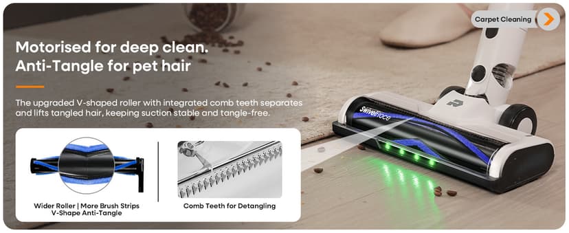 ElecKeys Cordless Vacuum Cleaner, 580W 48KPA 65Mins Vacuum Cleaners for Home, Self-Standing Anti-Tangle Vacuum with LED Display, Rechargeable, Lightweight, Cordless Vacuum for Floors/Pet Hair/Carpets