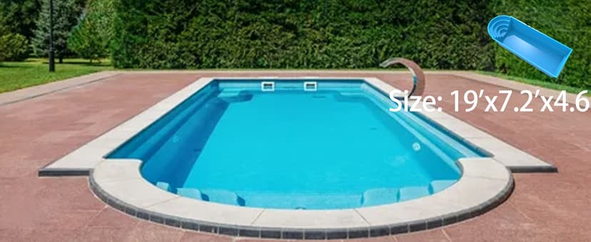 Fiberglass Pool Shells for Inground Pools | Fast Installation, Saltwater & Weather Resistant Rectangular 14ft x 7.4ft x 4.6ft