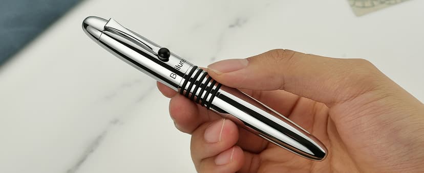 BEILUNER 320 Silver Chrome Rollerball - Stunning Luxury Pen with Chrome Finish, EDC, Heavy, Schmidt Black Ink Refill, Best Gift Set for Men & Women, Professional, Executive Office, Nice Classic Pens