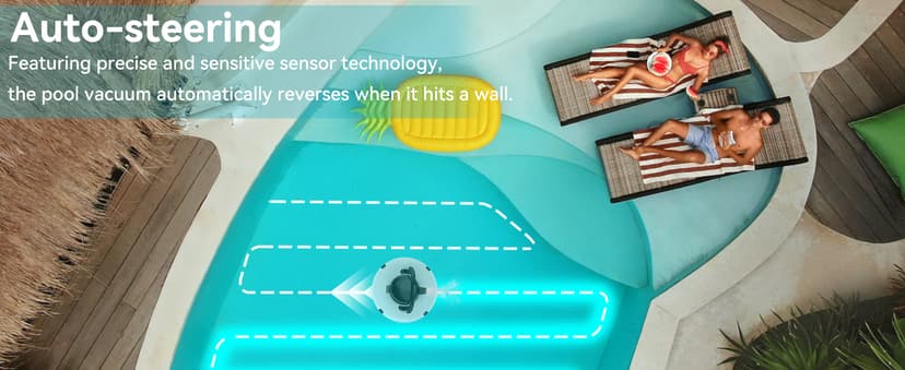 GMAPLAE Cordless Pool Vacuum for Above Ground Pool, Robotic Pool Cleaner with Dual Motors Strong Suction, 120 Mins Runtime, Auto-Parking, Pool Cleaner Robot for Inground Flat Pools Up to 1000 Sq.Ft