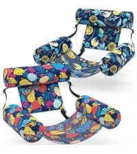 Sunikko X 3-in-1 Pool Floats with Canopy Cup Holder, Tanning Pool Large 73" x 48" Float Adult Heavy Duty, Inflatable Lounger Raft Floating Chair with Backrest, Swimming Pool Lake Beach Party