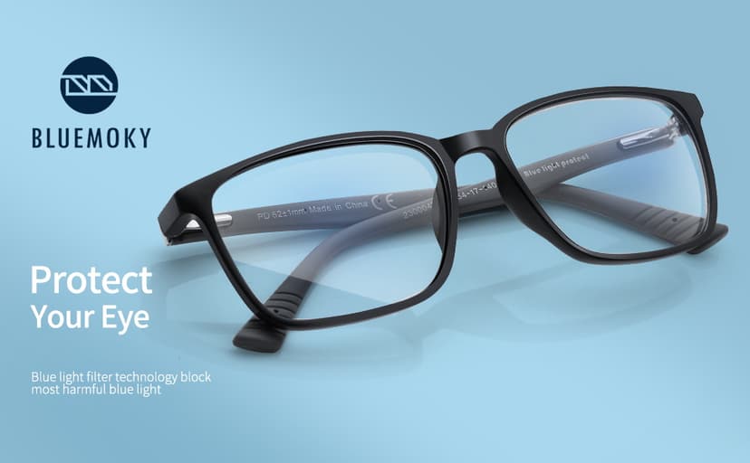 BLUEMOKY Blue Light Reading Glasses for Men,Sport Square Frame Readers, Anti Glare Computer Glasses