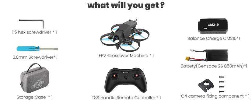 FPV Racing Drone for Beginners, F108 2.5 Inch FPV Drone Kit with Optical Flow Positioning, Equipped with T8S 8 Channel 2.4GHz RC Pocket Sized Portable Transmitter,Easy to Fly RTF FPV Drone