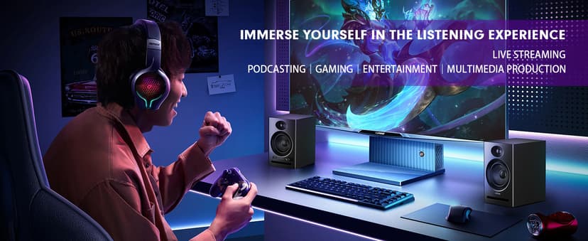 Ortizan C7 Dual-Mode 2.0 Studio Monitors, Active Monitor Speakers for Near Field Music Production, Bluetooth 5.3 Wireless Computer PC Monitor Gaming Bookshelf Speakers(Pair, Black)