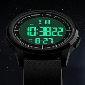 GOLDEN HOUR Ultra-Thin Minimalist Sports Waterproof Digital Watches Men with Wide-Angle Display Rubber Strap Wrist Watch for Men Women
