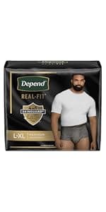 Depend Depend Fresh Protection Adult Diapers, Incontinence Underwear for Men, Disposable, Maximum, Large, Grey, 72 Count (2 Packs of 36), Packaging May Vary