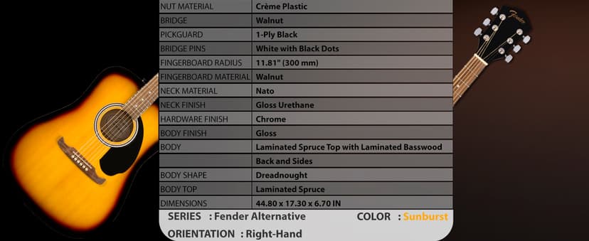 Fender FA-125 Acoustic Guitar - Sunburst Bundle with Gig Bag, Tuner, Strings, Strap, Picks, and Austin Bazaar Instructional DVD