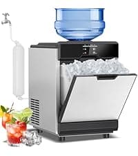 Nugget Ice Maker, 80 LBS/Day with 15 LBS Storage Bin, Freestanding Undercounter Ice Maker Machine Stainless Steel, Soft Chewable Pellet Ice Machine for Home Bar Kitchen Office, Self-Cleaning