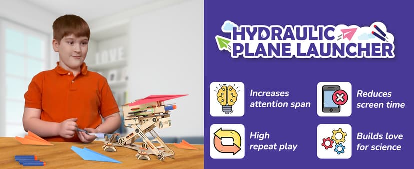 Smartivity 2in1 Hydraulic Airplanes & Darts Launcher STEM Toy for Kids Ages 6-14 Years I Cool Birthday Gifts for Boys & Girls | DIY Science STEM Kit for 6, 8,10,12,14 Years I Engineering Game