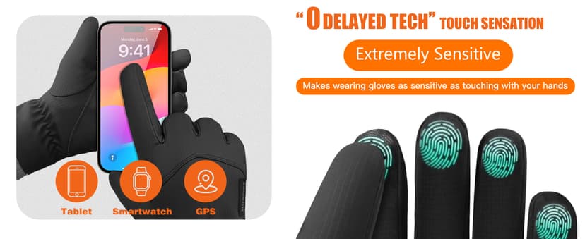 Hiramex Winter Waterproof Gloves Men Women, Windproof Warm Ski Gloves for Cold Weather, Touch Screen Snow Warm, Running Driving Cycling