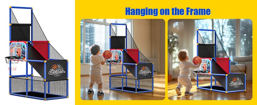Kids Arcade Basketball Hoop Indoor Outdoor Single Shot Basketball Game for Toddler,Carnival Games Sport Gifts for Boys Girls Ages 3-8 Years Old,Ideal for Competition