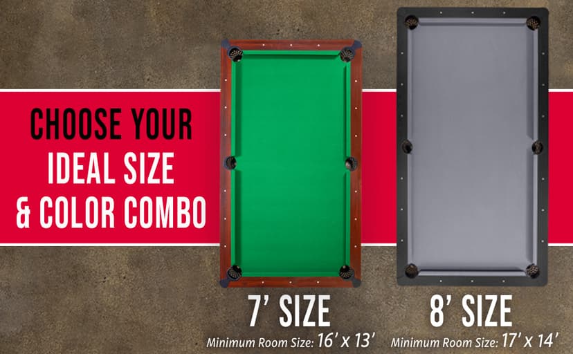 GoSports 7 and 8 ft Pool Tables with Wood Finish - Gray, Black, or Green Felt - Billiards Game Room Table for Adults & Family - Accessories Not Included