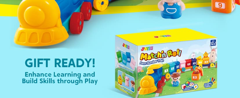 Play-Act Learning Toys for 1 2 3 Years Old, Counting, Matching & Sorting Montessori Learning Farm Train Including 9 Farm Animals, Birthday Gift for Baby Boys Girls B0CYT85XT6