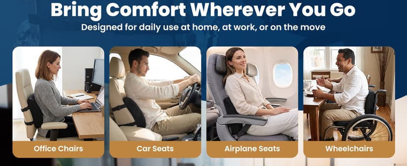 Everlasting Comfort The Original Lumbar Support Pillow for Office Chair - Improves Posture, Promotes Back Pain Relief - Superior Back Support for Gaming and Desk Chairs - Lumbar Pillow for Car, Couch