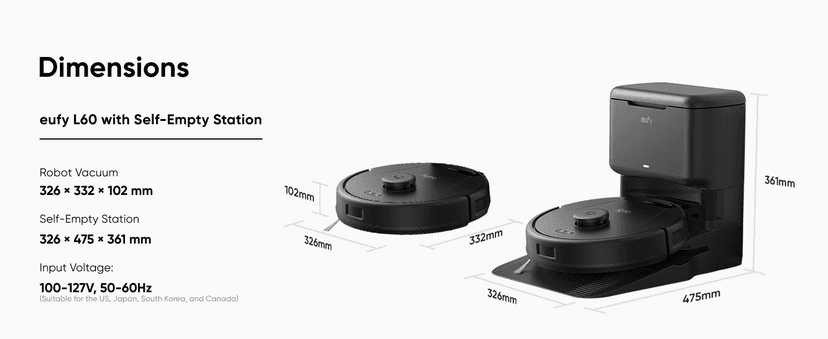 eufy L60 Robot Vacuum with Self Empty Station, Hair Detangling Technology, Up to 60 Days Hands Free Cleaning, 5,000 Pa Suction, Remove Hair, Dust