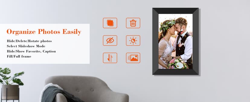 BIGASUO 10.1 Inch WiFi Digital Picture Frame, IPS HD Touch Screen Cloud Smart Photo Frames with Built-in 32GB Memory, Wall Mountable, Auto-Rotate, Share Photos Instantly from Anywhere