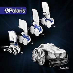 Polaris Quattro P40 Pressure Side Pool Cleaner for All In-Ground Pool Surfaces, Large-Capacity Dual Filtration Canister, 31' Hose & Transparent Lid to View Debris