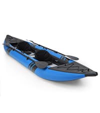 GYMAX Inflatable Kayak, 12.5Ft 507lbs Tandem Kayak with 2 Aluminum Paddles, 2 Padded Seats, Footrests, 2 Fins, Hand Pump, Carry Bag & Repair Kit, 2 Person Fishing Touring Kayak for Adults