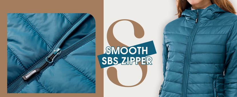 Outdoor Ventures Women's Packable Lightweight Full-Zip Puffer Jacket with Hood Quilted Winter Coat