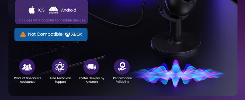 USB Microphone for PC Gaming: Condenser Microphone RGB for Gamer with Stand Mic - Recording Mic for Computer&Laptop with Qiuck Mute - Desk Podcast Mic for Podcast & Singing & Streaming & Youtube Black