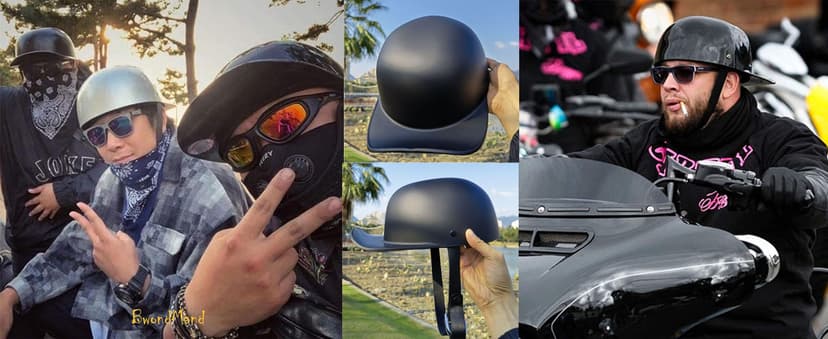 Vintage Open Face Motorcycle Helmet with Goggles, DOT Approved Half Helmet for Men & Women, Retro Jet Scooter Moped Cruiser Chopper Street Bike Helmet