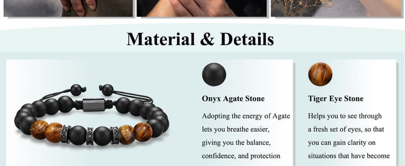 UNGENT THEM Mens Natural Stone Adjustable Bracelet for Men, Anniversary Birthday Christmas Graduation Gift for Him, Son, Brother, Husband, Boyfriend...