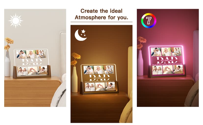 Personalized Dad Gifts for Fathers Day, Custom Fathers Day Gift from Daughter Son Kids, Customized Dad Gifts for Husband from Wife, Unique Best Dad Picture Frame with Your Photos