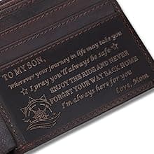 Personalized Engraved Leather Wallet for Dad Son Husband Boyfriend - Perfect for Christmas Anniversary Birthday Fathers Day Valentines Graduation Wedding - Custom Love Message Bifold Wallets for Men