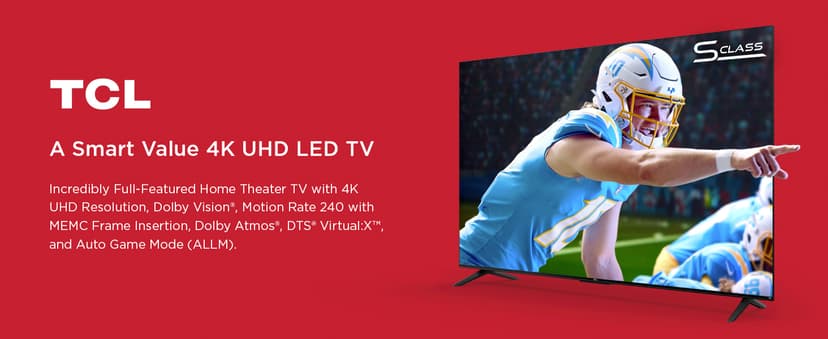 TCL 65-Inch Class S5 UHD 4K LED Smart TV with Fire TV (65S551F, 2024 Model), Dolby Vision, HDR PRO+, Dolby Atmos, Alexa Built-in with Voice Remote, Apple AirPlay 2 Compatibility, Streaming Television