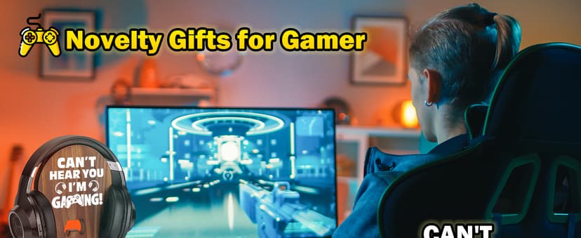 Slothoem-Gamer Gifts for Men Teenage Boy, Gamer Room Decor for Brother, Gaming Gifts for Son, Boyfriend, Husband, Gamer Room Accessories Stuff, Wooden Headset Stand - Can't Hear You I'm Gaming