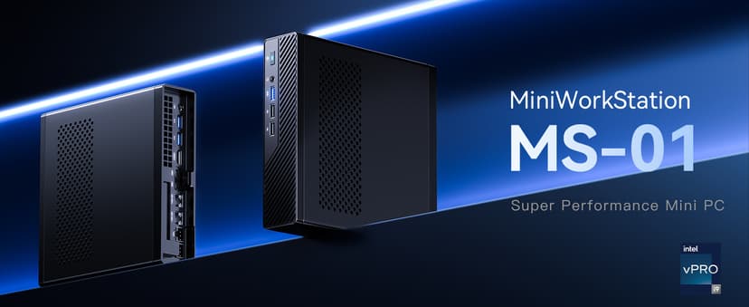 MINISFORUM MS-01 Mini Workstation Core i9-13900H 32GB RAM 1TB SSD Mini PC, HDMI+2X USB4 8K Display, 2x10G SFP+ Port, 2x2.5G LAN Port, Support M.2 2280/22110/U.2 SSD/RTX 3050 Graphics Cards