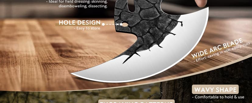 ROCOCO Viking Cleaver Knife Butcher Meat Cutting Boning Knife Hand Forged Chinese Kitchen Axe with Sheath Home Outdoor BBQ Camping Chirstmas Birthday Chirstmas Mother Father Gift Men