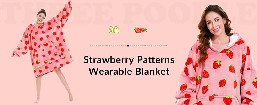 THREE POODLE Wearable Blanket Hoodie for Women, Oversized Sherpa Sweatshirt Blanket for Adults Men, Cozy Hooded Blankets, Gifts for Teen Girls Women Mom Sister