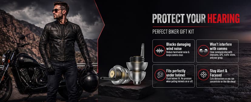 Motorcycle Ear Plugs for Wind Noise Reduction, 2 Pairs Reusable Motorcycle Accessories - Moto Earplugs, Soft Comfortable Hearing Protection for Motorbike, Touring, Racing, Riding - 25dB, Biker Gifts