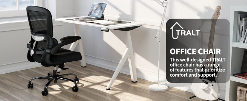 TRALT Office Chair - Ergonomic Desk Chair with Adjustable Lumbar Support, Mesh Computer Chair, Executive Chairs for Home Office Comfortable Lumbar Support (Black)