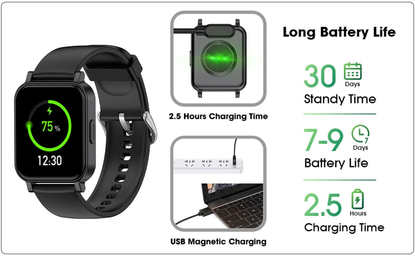 Fitness Tracker, Fitness Watch with Blood Oxygen, Heart Rate Monitor, Steps Calories Counter, Sleep Monitor, Pedometer IP68 Waterproof, Smart Watch for Android iPhones