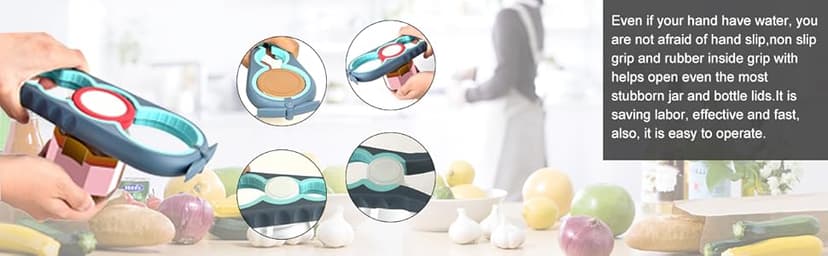 Jar Opener for Weak Hands, Seniors with Arthritis, 5 in 1 Multi Function Bottle Opener Lid Opener For Arthritic Hands with Non Slip Rubber Jar opener Gripper Pad