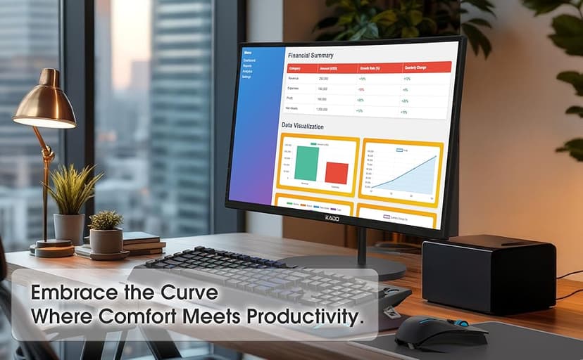 Kado Dual Monitor Setup - 2-Pack 24" Curved 1920x1080 Computer Monitor 1500R 75Hz VESA Mount HDMI Office Gaming Hybrid Built-in Speakers (C24X Dual Series)