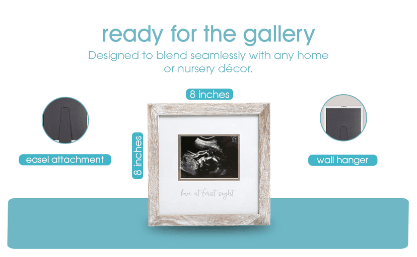 Pearhead Love at First Sight Sonogram Picture Frame, Gender Neutral Ultrasound Keepsake, Baby Gift for Expecting Parents, Ideal Pregnancy, Shower and Nursery Decor, 4” x 3” Photo Insert, Rustic